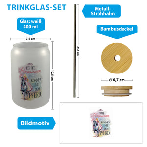 Echte Prinzessinnen reiten Pferde Trinkglas mit Bambusdeckel