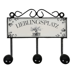 Lieblingsplatz Kleiderhaken Leiste mit 3 Haken mit Parkbankdesign