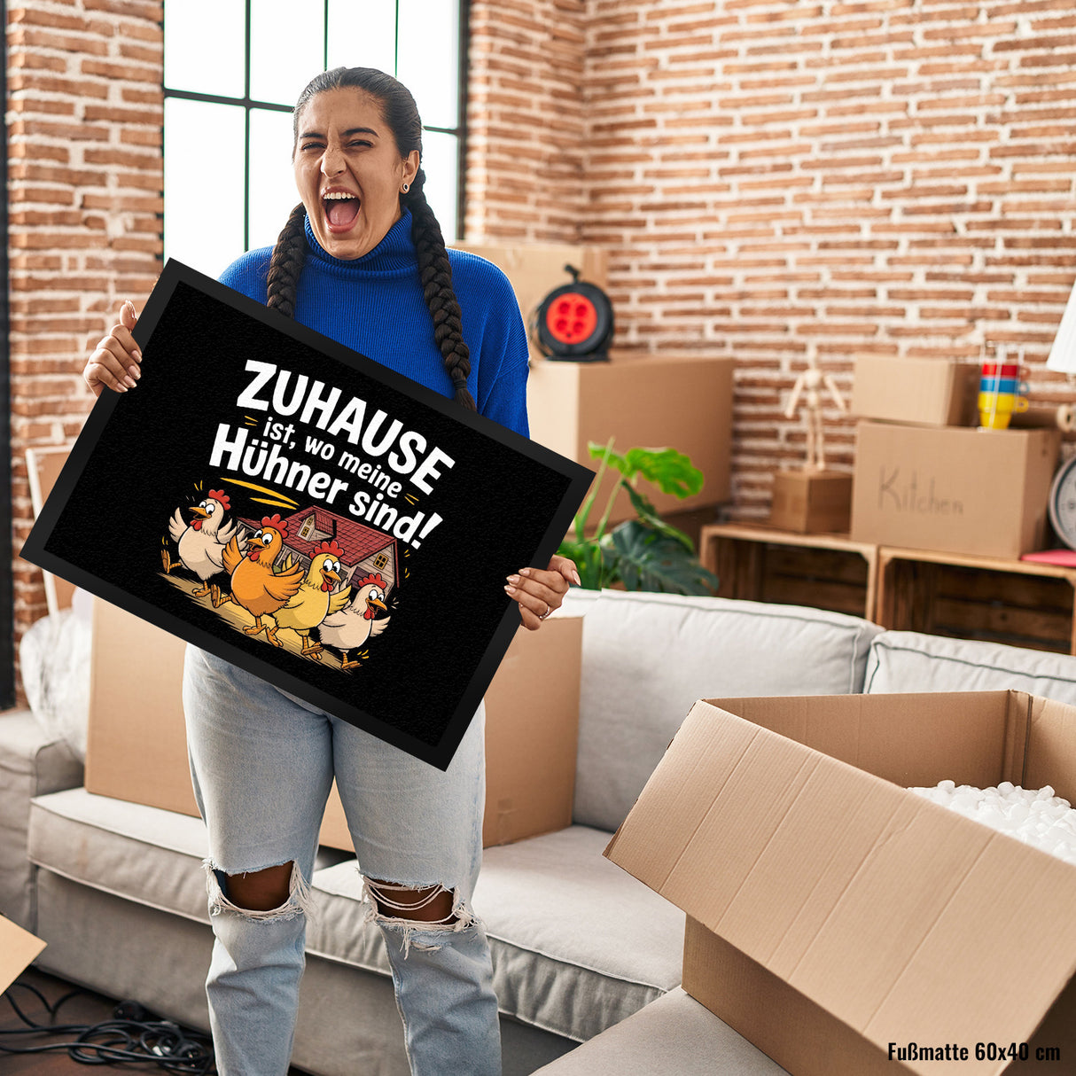 Zuhause ist, wo meine Hühner sind! Fußmatte in 35x50 cm