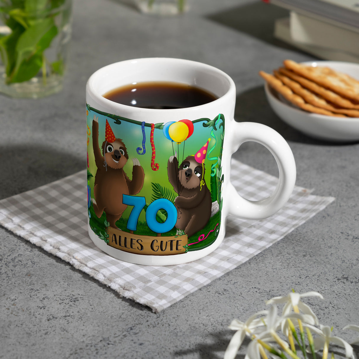 Faultier Kaffeebecher zum 70.Geburtstag