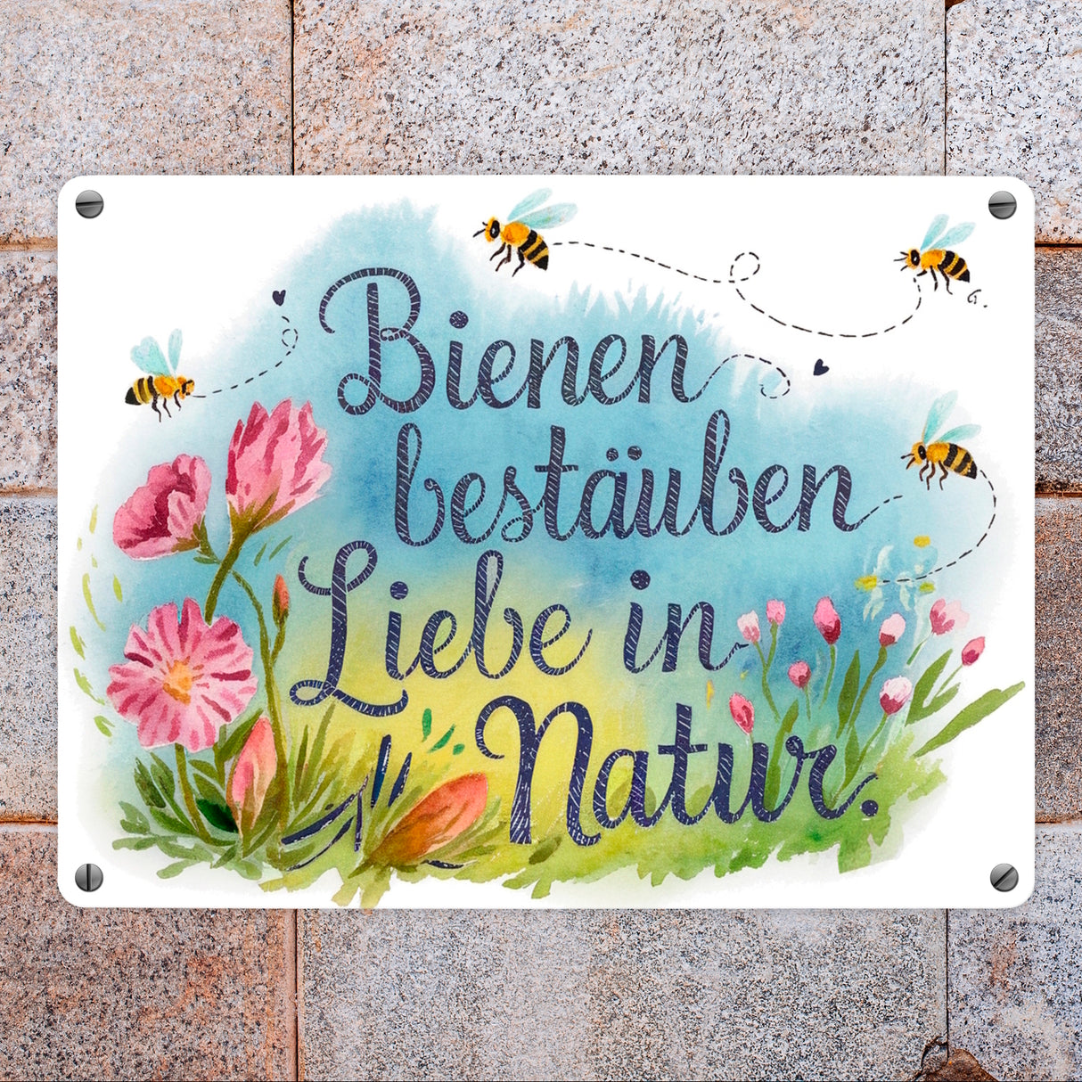 Bienen bestäuben Liebe in die Natur Metallschild in 15x20 cm