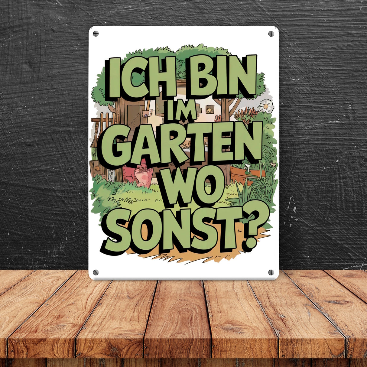 Im Garten wo sonst Metallschild in 15x20 cm