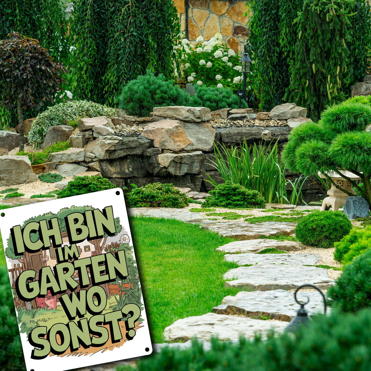 Im Garten wo sonst Metallschild in 15x20 cm