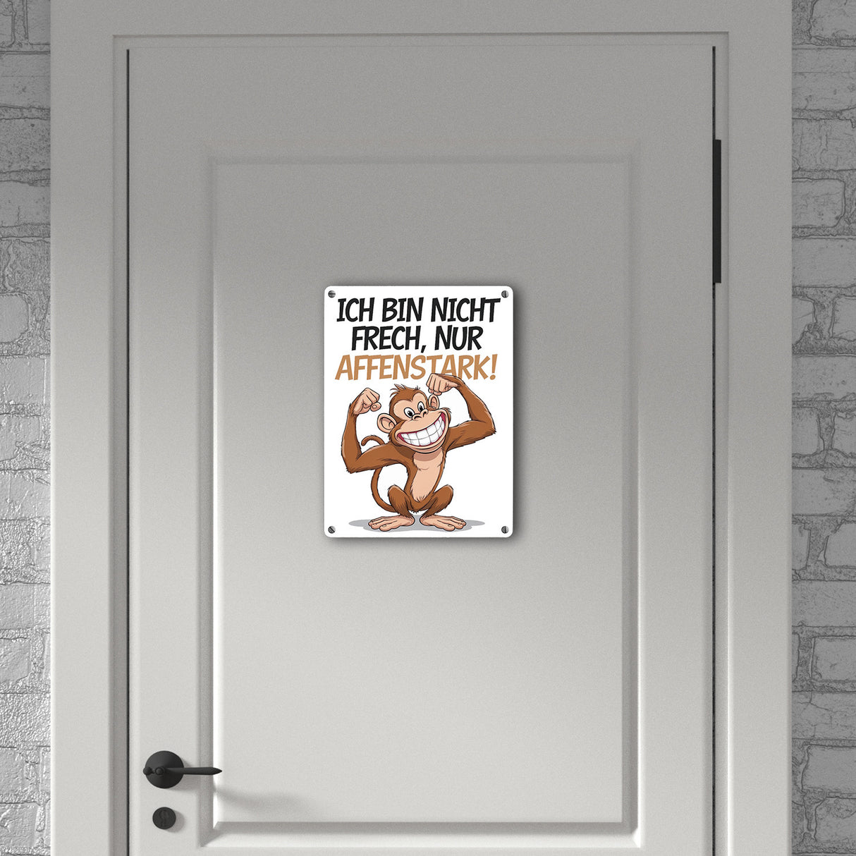 Nicht frech sondern Affenstark Metallschild in 15x20 cm mit Cartoon Affe