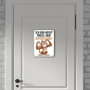 Nicht frech sondern Affenstark Metallschild in 15x20 cm mit Cartoon Affe