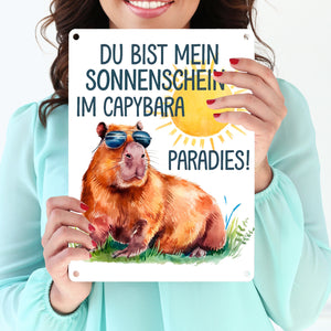 Capybara mit Sonnenbrille Metallschild in 15x20 cm Mein Sonnenschein