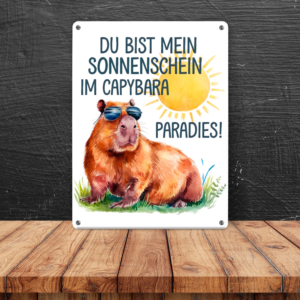 Capybara mit Sonnenbrille Metallschild in 15x20 cm Mein Sonnenschein