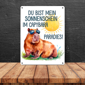 Capybara mit Sonnenbrille Metallschild in 15x20 cm Mein Sonnenschein