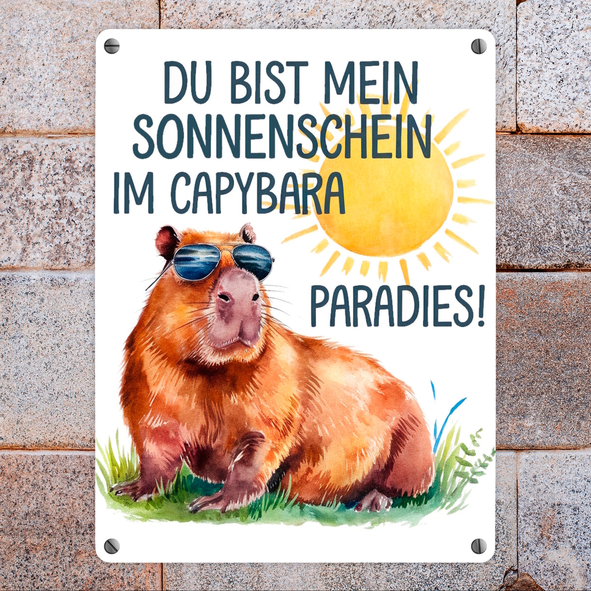 Capybara mit Sonnenbrille Metallschild in 15x20 cm Mein Sonnenschein