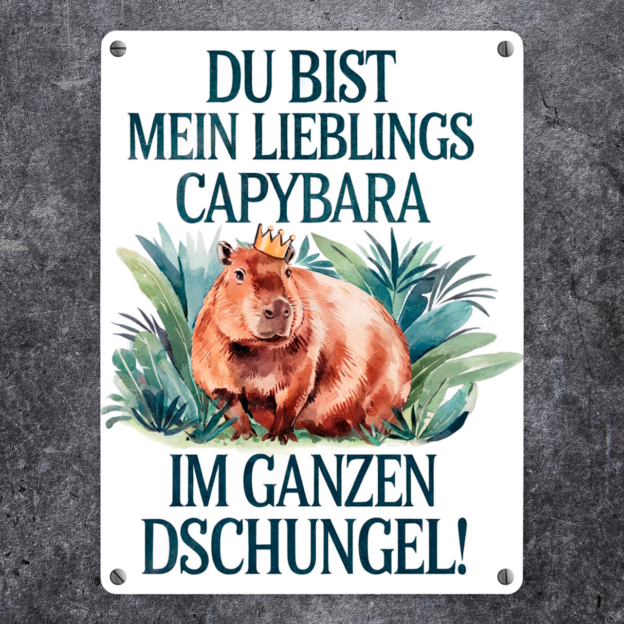 Lieblings Capybara Metallschild in 15x20 cm - Capybara mit Krone