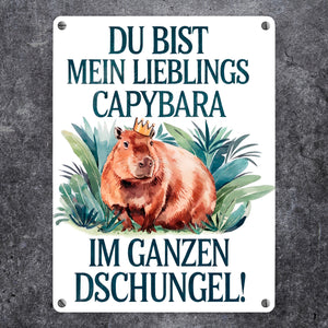 Lieblings Capybara Metallschild in 15x20 cm - Capybara mit Krone