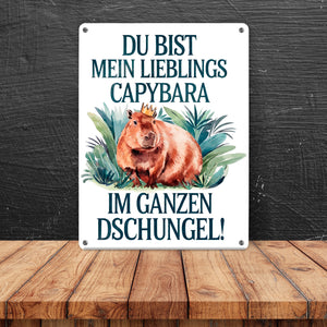 Lieblings Capybara Metallschild in 15x20 cm - Capybara mit Krone