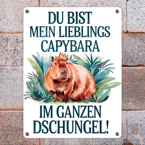 Lieblings Capybara Metallschild in 15x20 cm - Capybara mit Krone