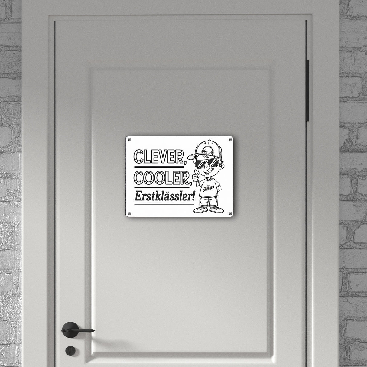 Clever, cooler, Erstklässler Metallschild in 15x20 cm für den Schulanfang