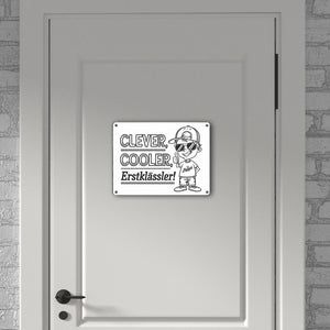 Clever, cooler, Erstklässler Metallschild in 15x20 cm für den Schulanfang