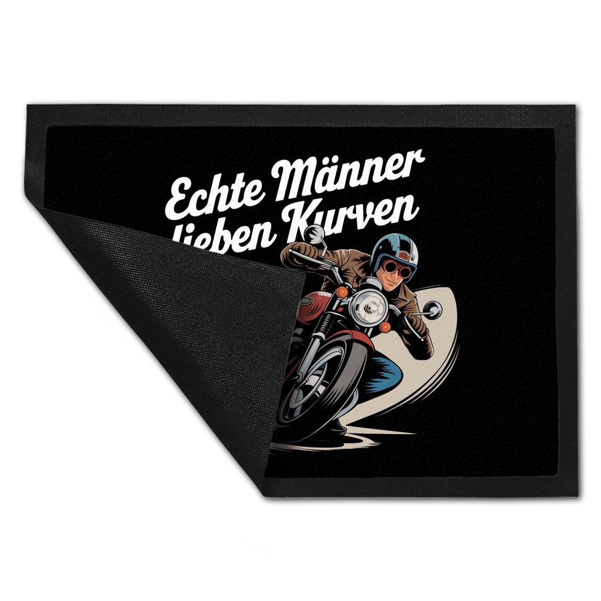 Echte Männer lieben Kurven Fußmatte in 35x50 cm mit Retro Biker