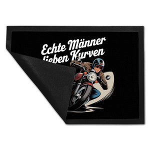 Echte Männer lieben Kurven Fußmatte in 35x50 cm mit Retro Biker