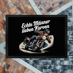 Echte Männer lieben Kurven Fußmatte in 35x50 cm mit Retro Biker