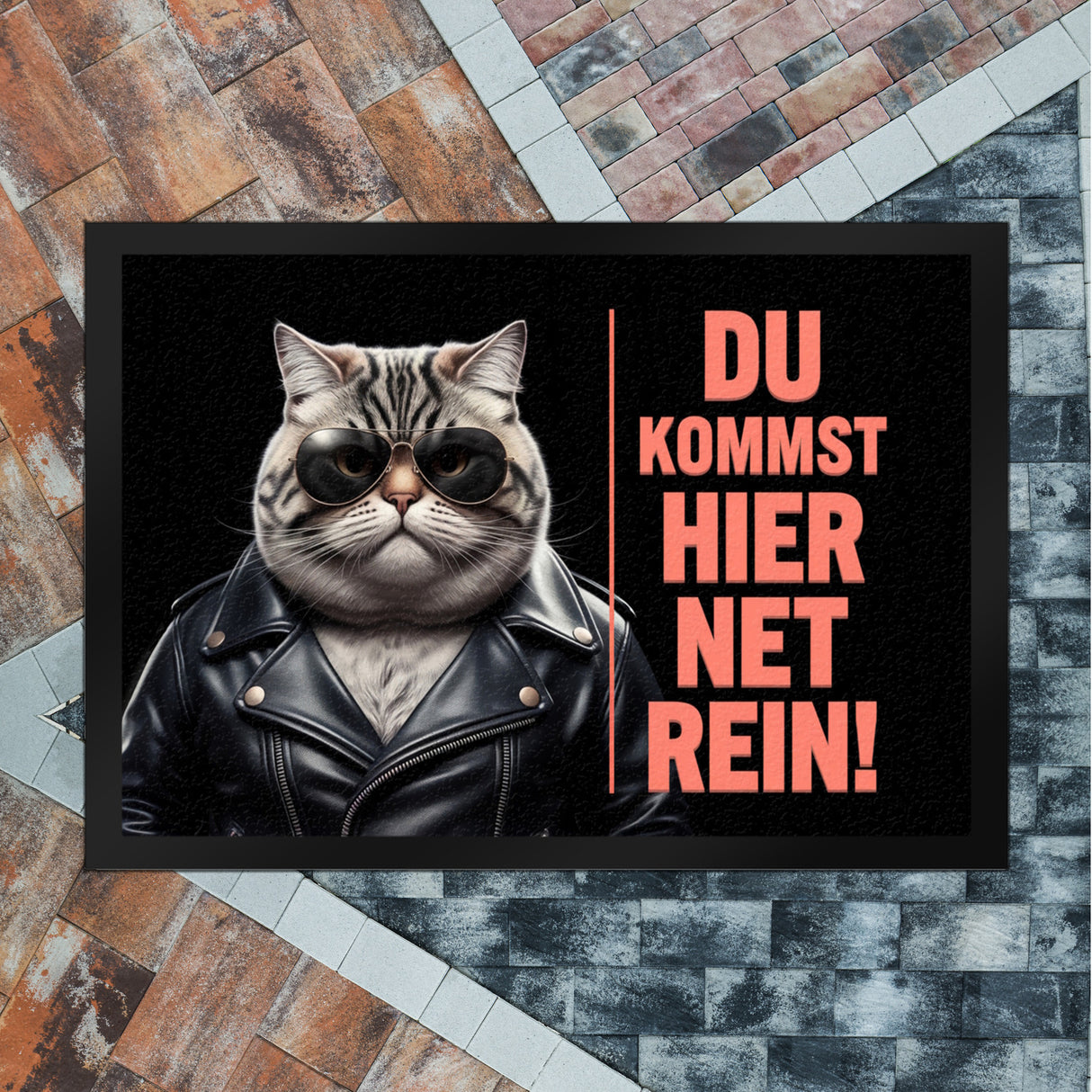 Türsteher Kater Fußmatte in 35x50 cm - Du Kommst Hier Net Rein