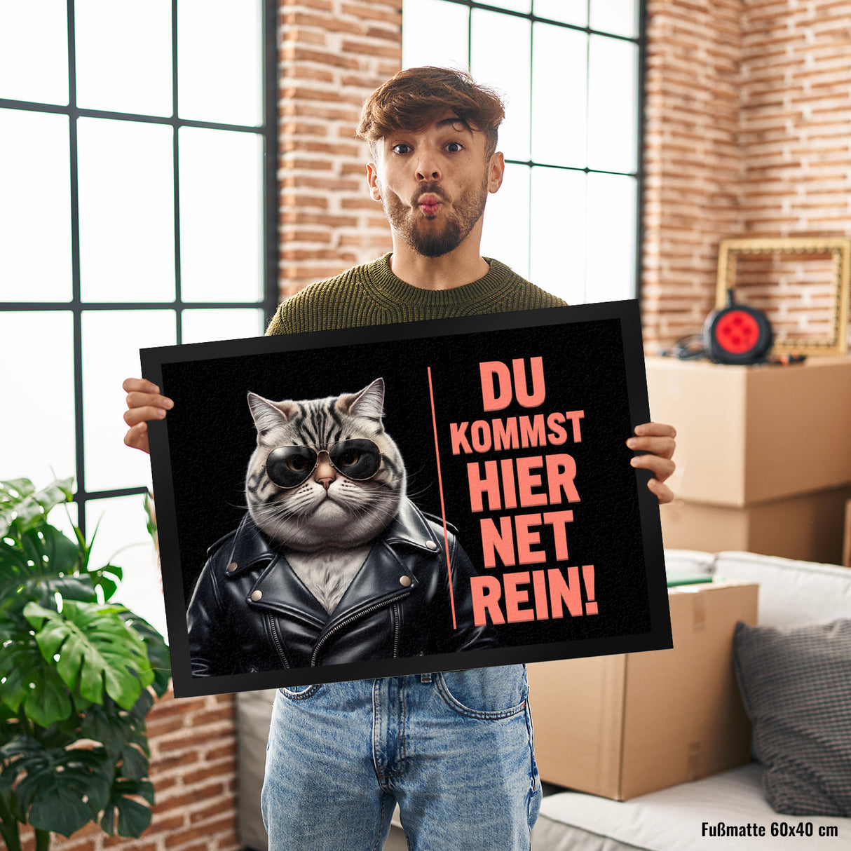 Türsteher Kater Fußmatte in 35x50 cm - Du Kommst Hier Net Rein