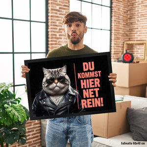 Türsteher Kater Fußmatte in 35x50 cm - Du Kommst Hier Net Rein