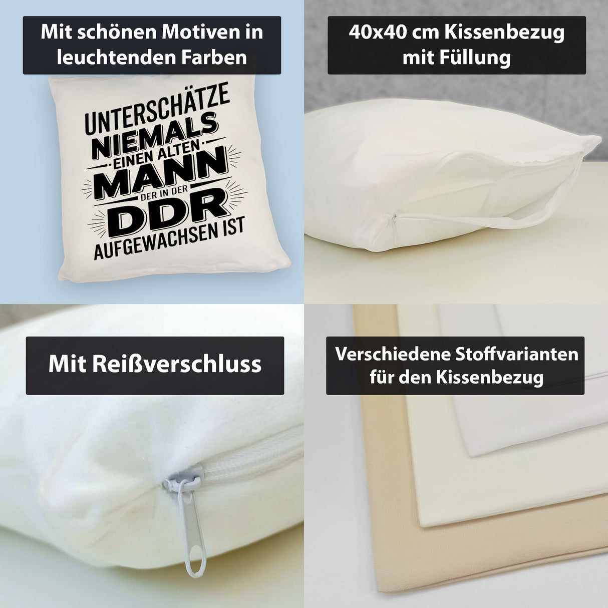 DDR Nostalgie Spruch Kissen für Ossis