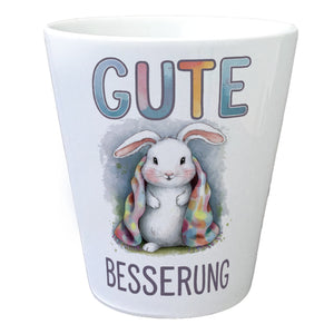 Gute Besserung Blumentopf - Weißes Kaninchen in einer Decke