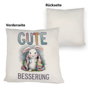 Gute Besserung Kissen - Weißes Kaninchen in einer Decke