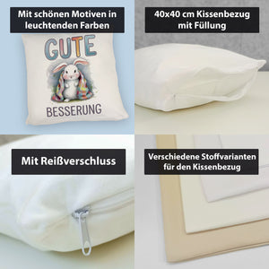 Gute Besserung Kissen - Weißes Kaninchen in einer Decke