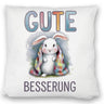 Gute Besserung Kissen - Weißes Kaninchen in einer Decke