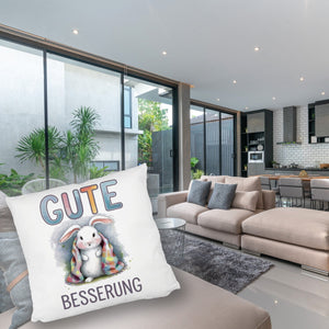 Gute Besserung Kissen - Weißes Kaninchen in einer Decke