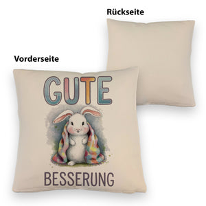 Gute Besserung Kissen - Weißes Kaninchen in einer Decke