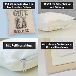 Gute Besserung Kissen - Weißes Kaninchen in einer Decke