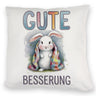 Gute Besserung Kissen - Weißes Kaninchen in einer Decke