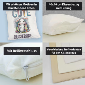 Gute Besserung Kissen - Weißes Kaninchen in einer Decke