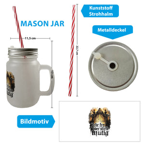 Lebe frei oder stirb mutig Trinkglas mit Bambusdeckel - Valhalla