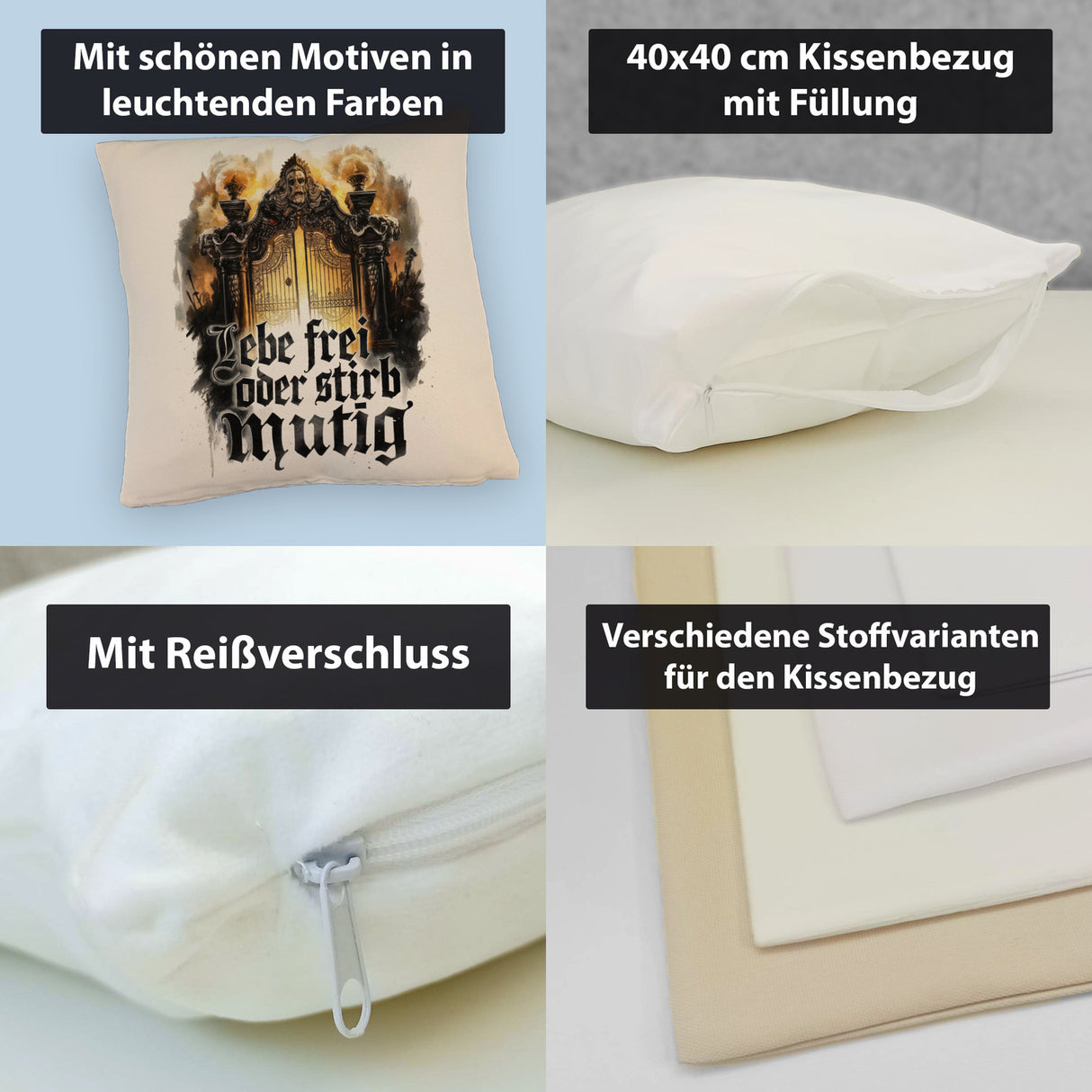 Lebe frei oder stirb mutig Kissen - Valhalla