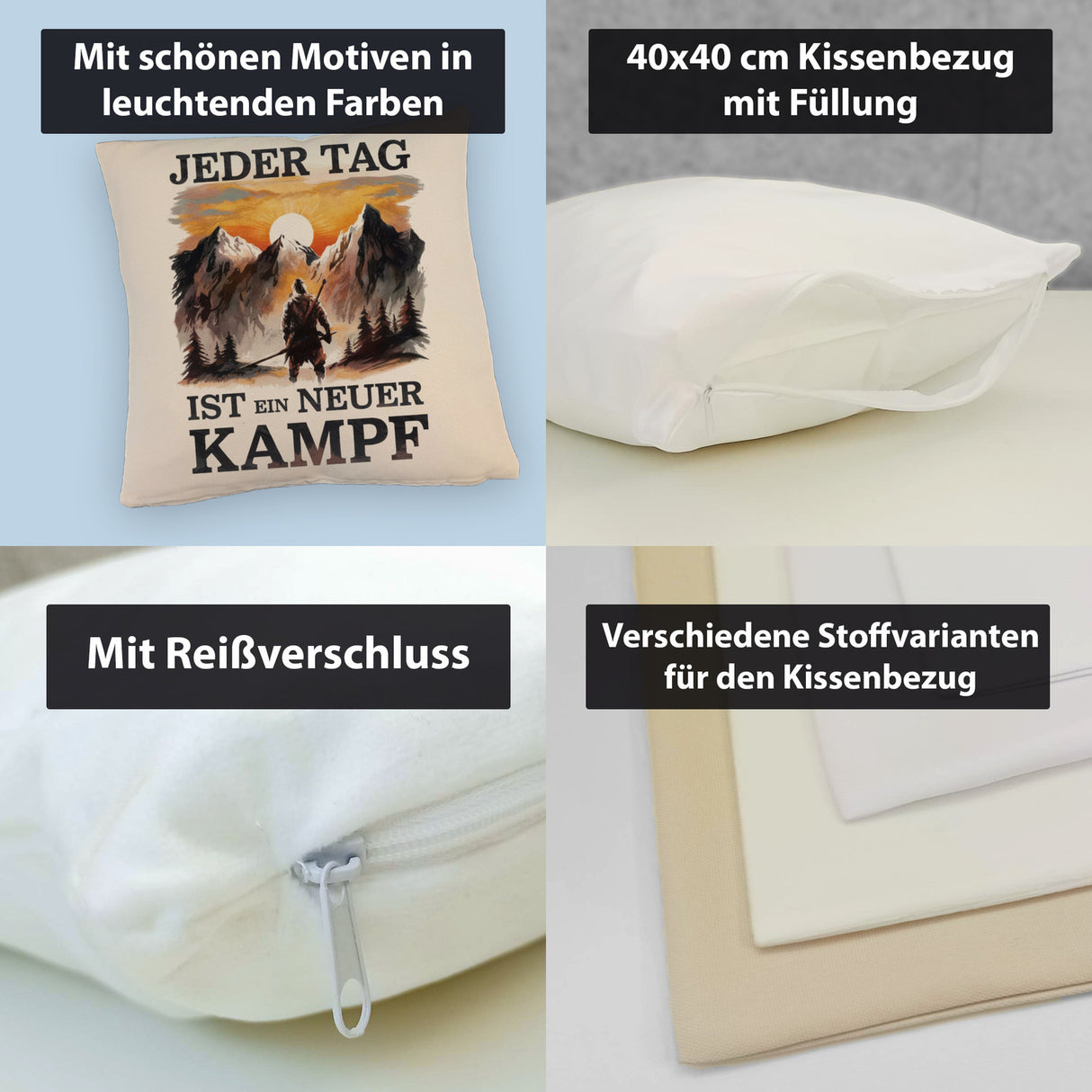 Jeder Tag ein neuer Kampf Kissen - Berge im Sonnenuntergang