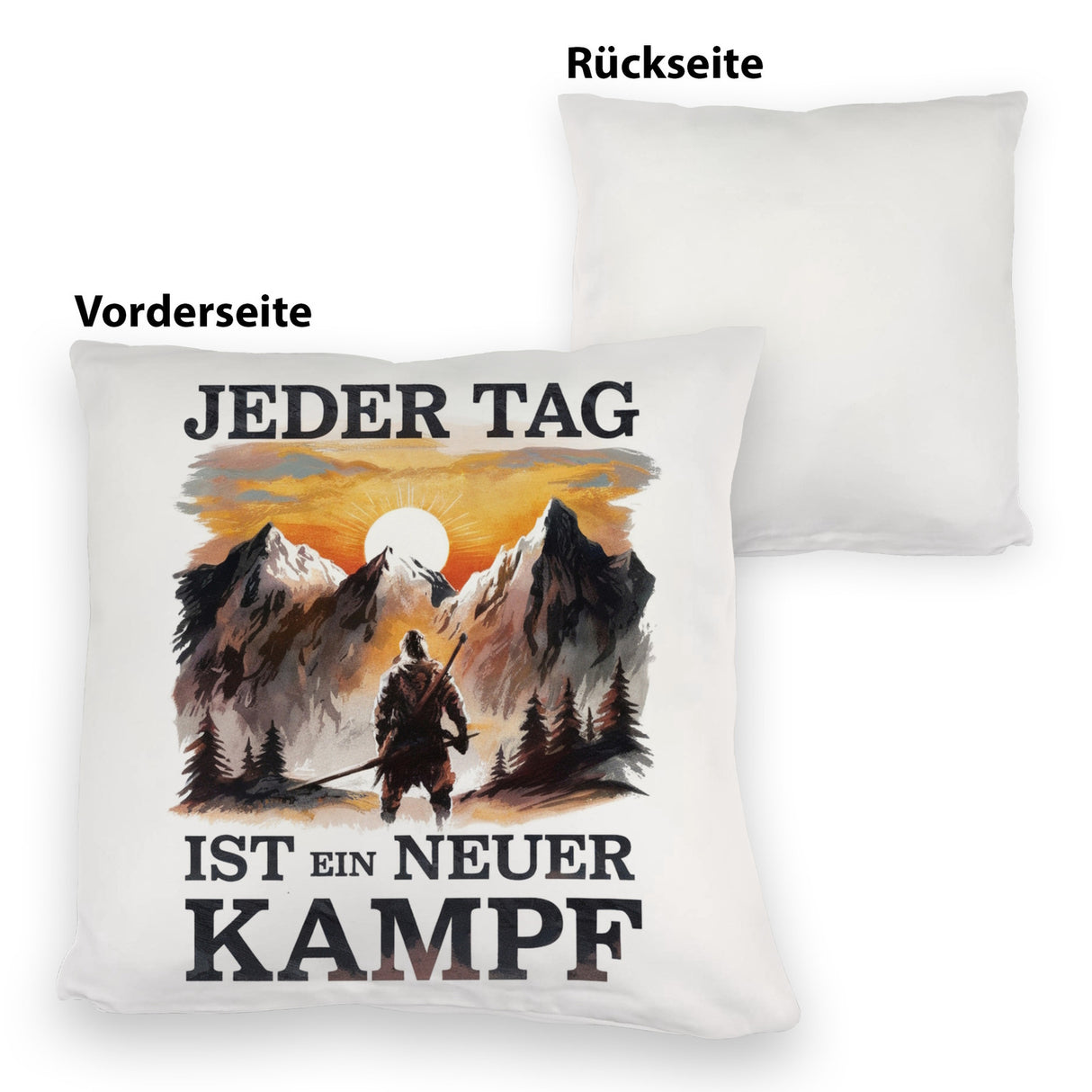 Jeder Tag ein neuer Kampf Kissen - Berge im Sonnenuntergang