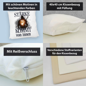 Stärke kommt von innen Kissen - Silhouette Krieger