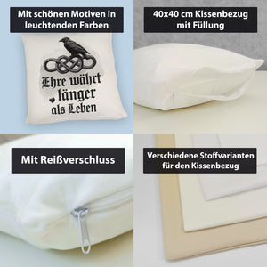 Ehre währt länger als Leben Kissen - Rabe auf Knoten