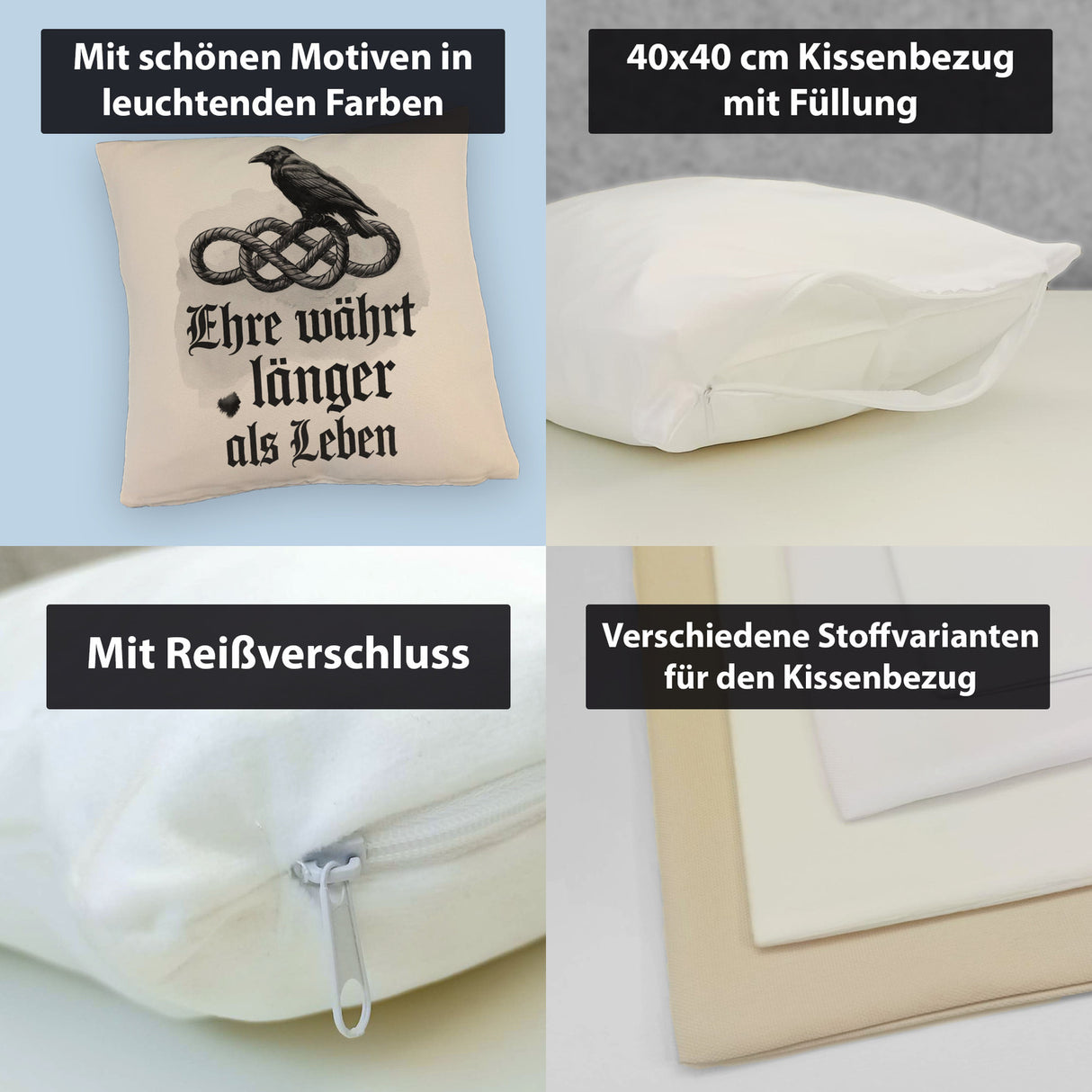 Ehre währt länger als Leben Kissen - Rabe auf Knoten
