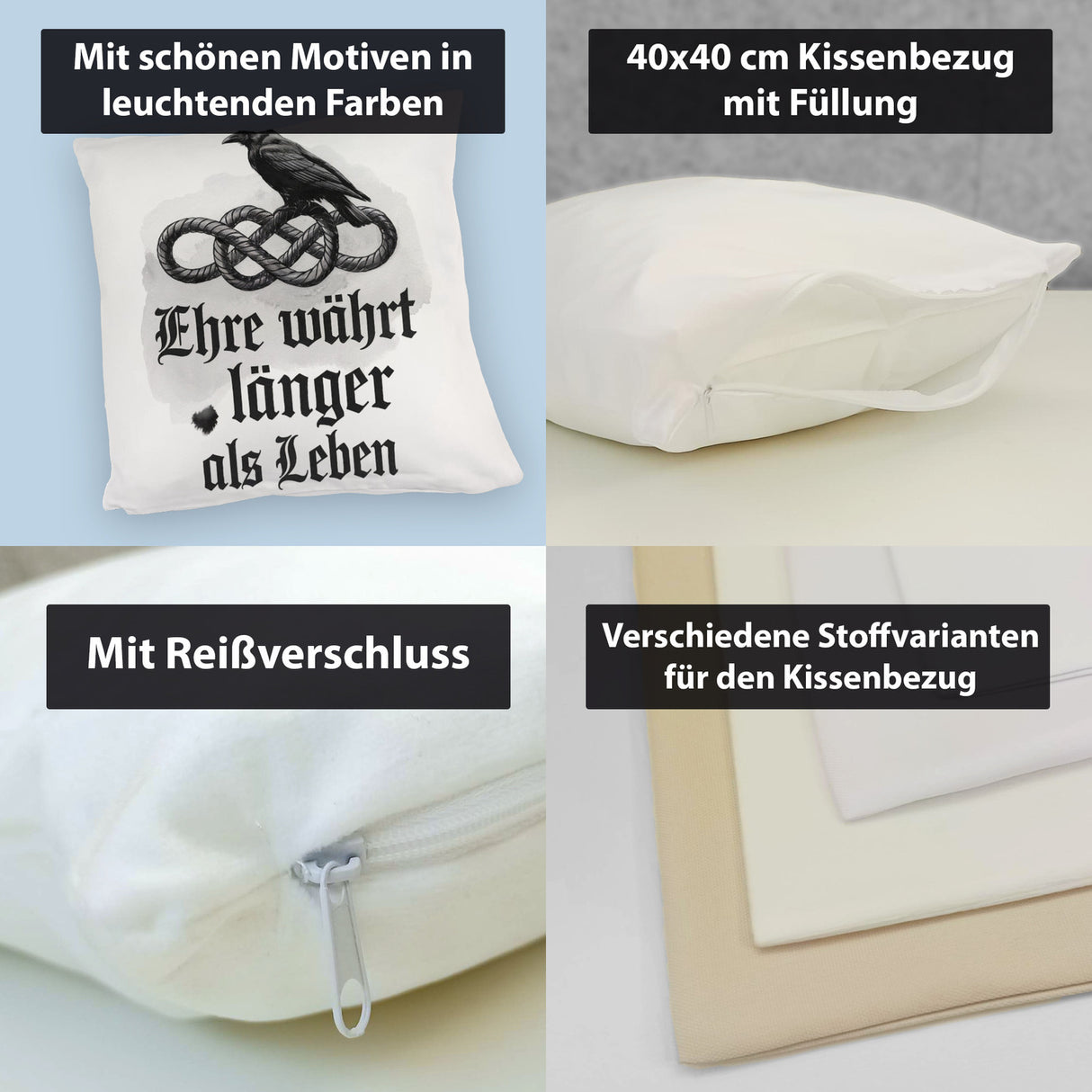 Ehre währt länger als Leben Kissen - Rabe auf Knoten
