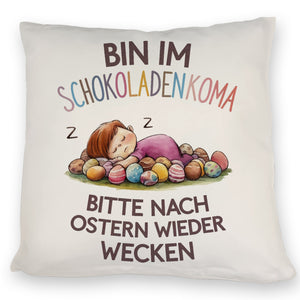 Schokoladenkoma Kissen Kind auf Schokoladeneiern