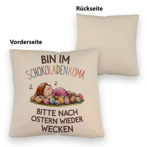Schokoladenkoma Kissen Kind auf Schokoladeneiern