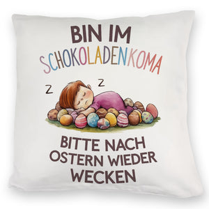Schokoladenkoma Kissen Kind auf Schokoladeneiern