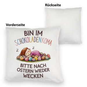 Schokoladenkoma Kissen Kind auf Schokoladeneiern