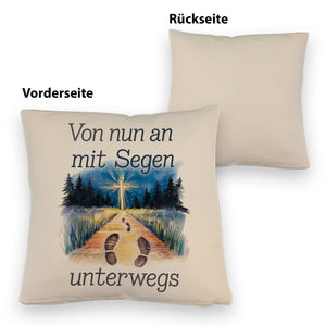 Mit Segen unterwegs Kissen - Segenstrahlendes Kreuz