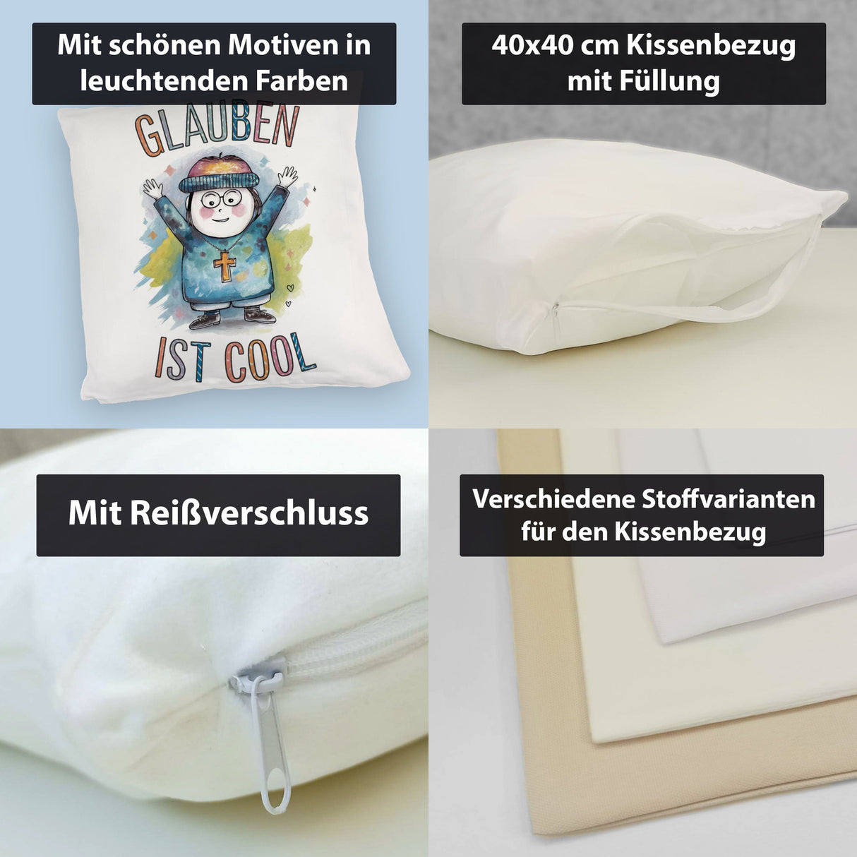 Glauben ist cool Kissen - christliches Motiv