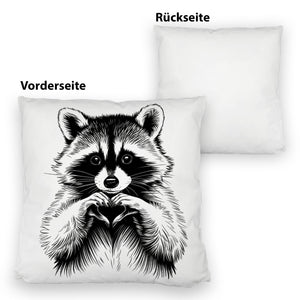 Waschbär zeigt Herz Kissen für Tierliebhaber